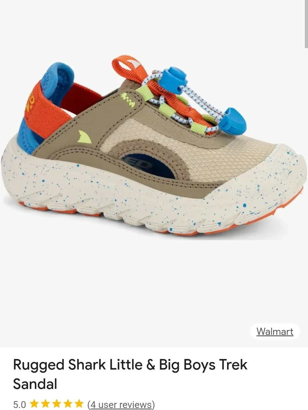 Rugged Shark Boys Beige Trek Sandals Size 3